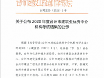 2020年度台州市建筑业优秀中介机构
