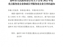 温岭市2022年度重点服务业企业